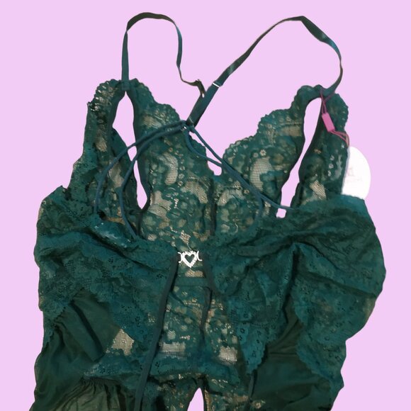 One Piece Criss-Cross Backless Mini Babydoll Teddy Lingerie with Cut Out - Picture 5 of 6